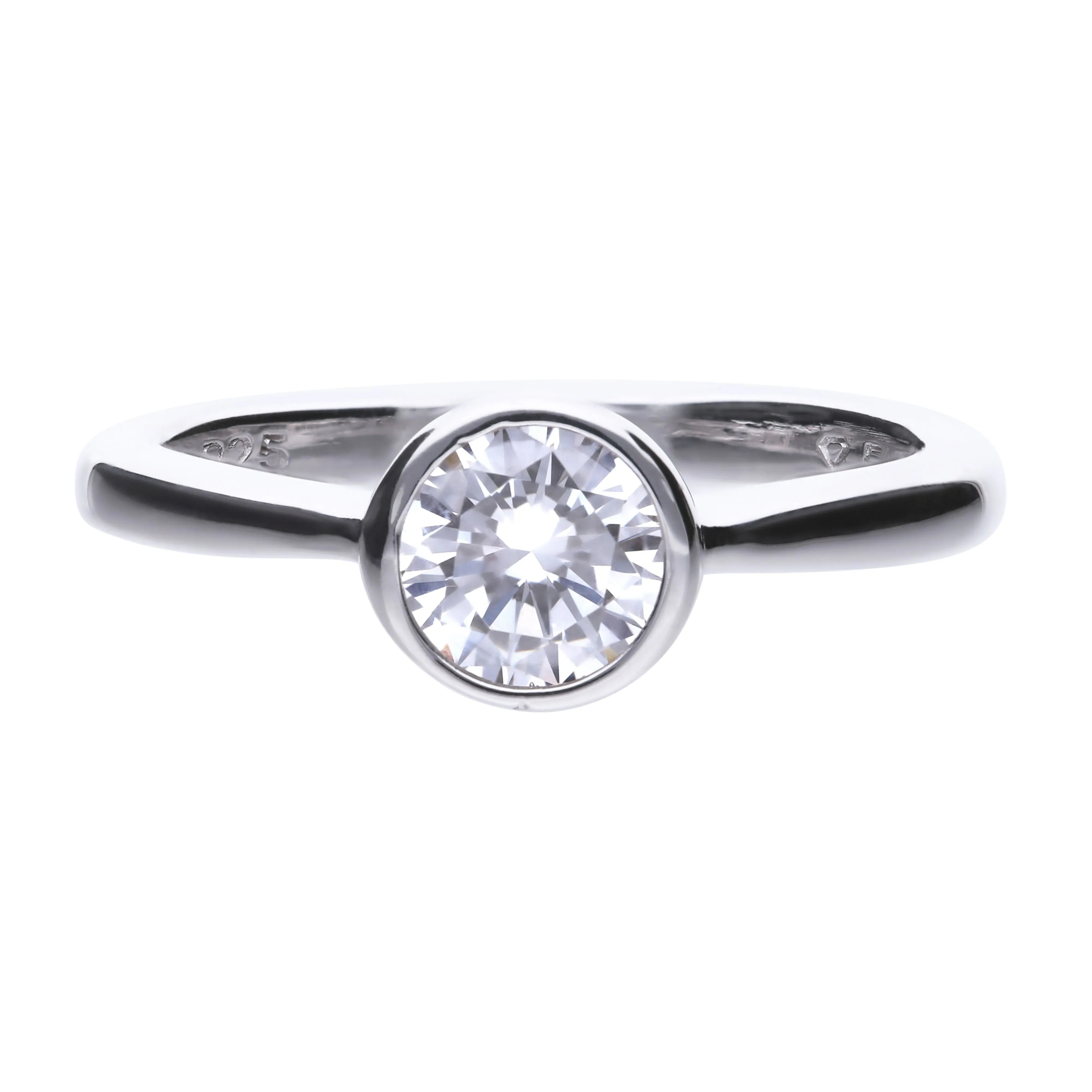 Verlobungsring Silber 925 mit rundem 6,25mm Zirkonia