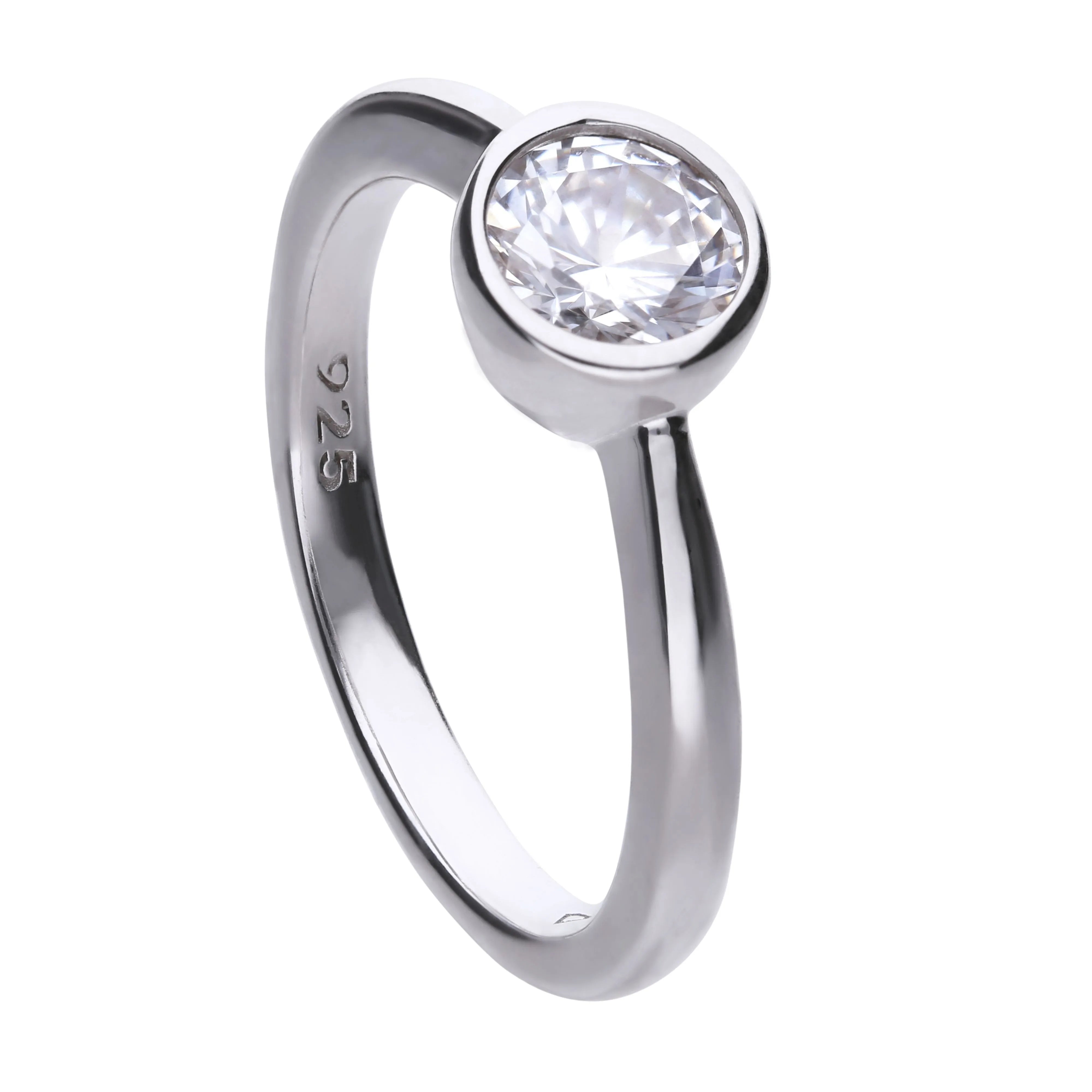 Verlobungsring Silber 925 mit rundem 6,25mm Zirkonia