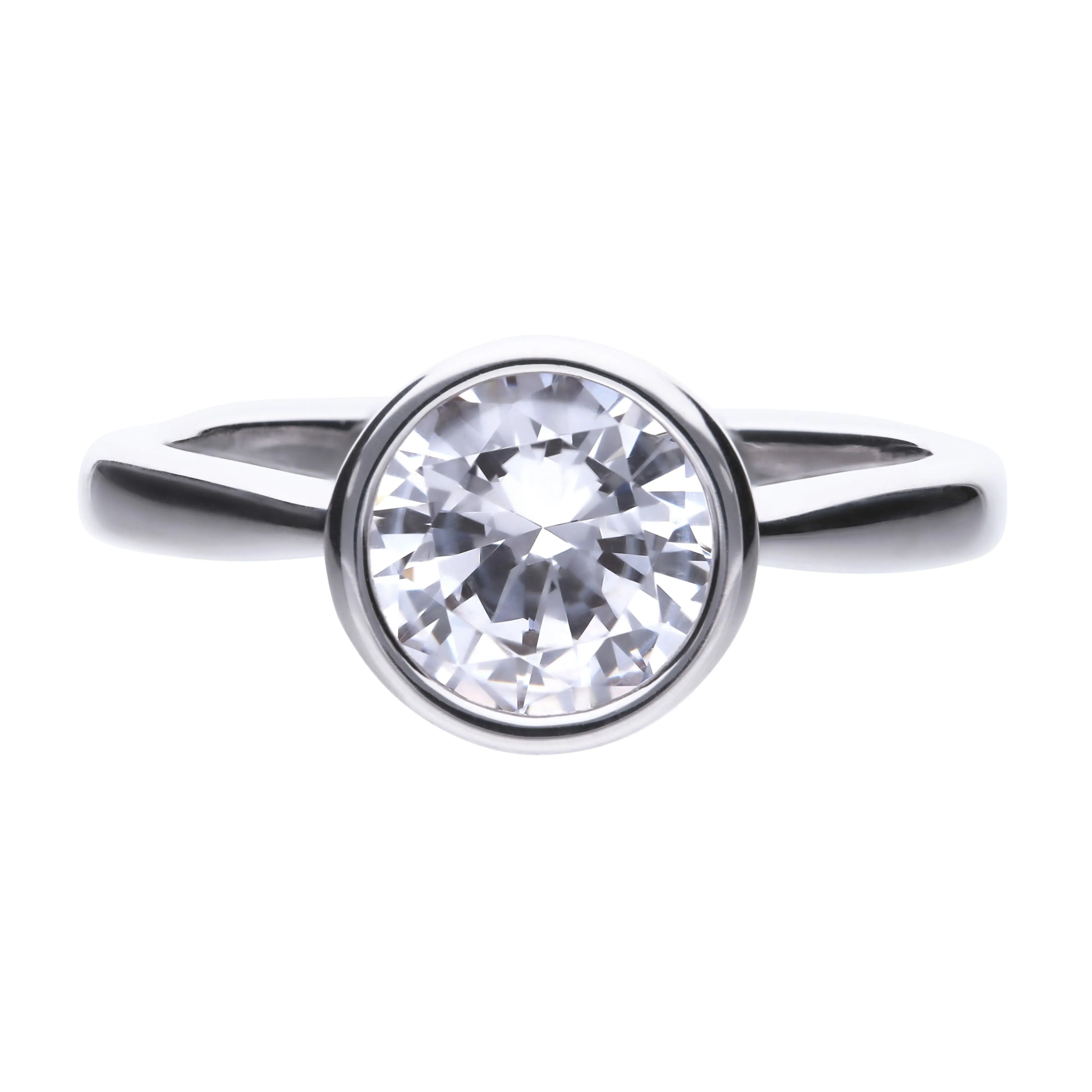 Verlobungsring Silber 925 mit 8mm Zirkonia rund