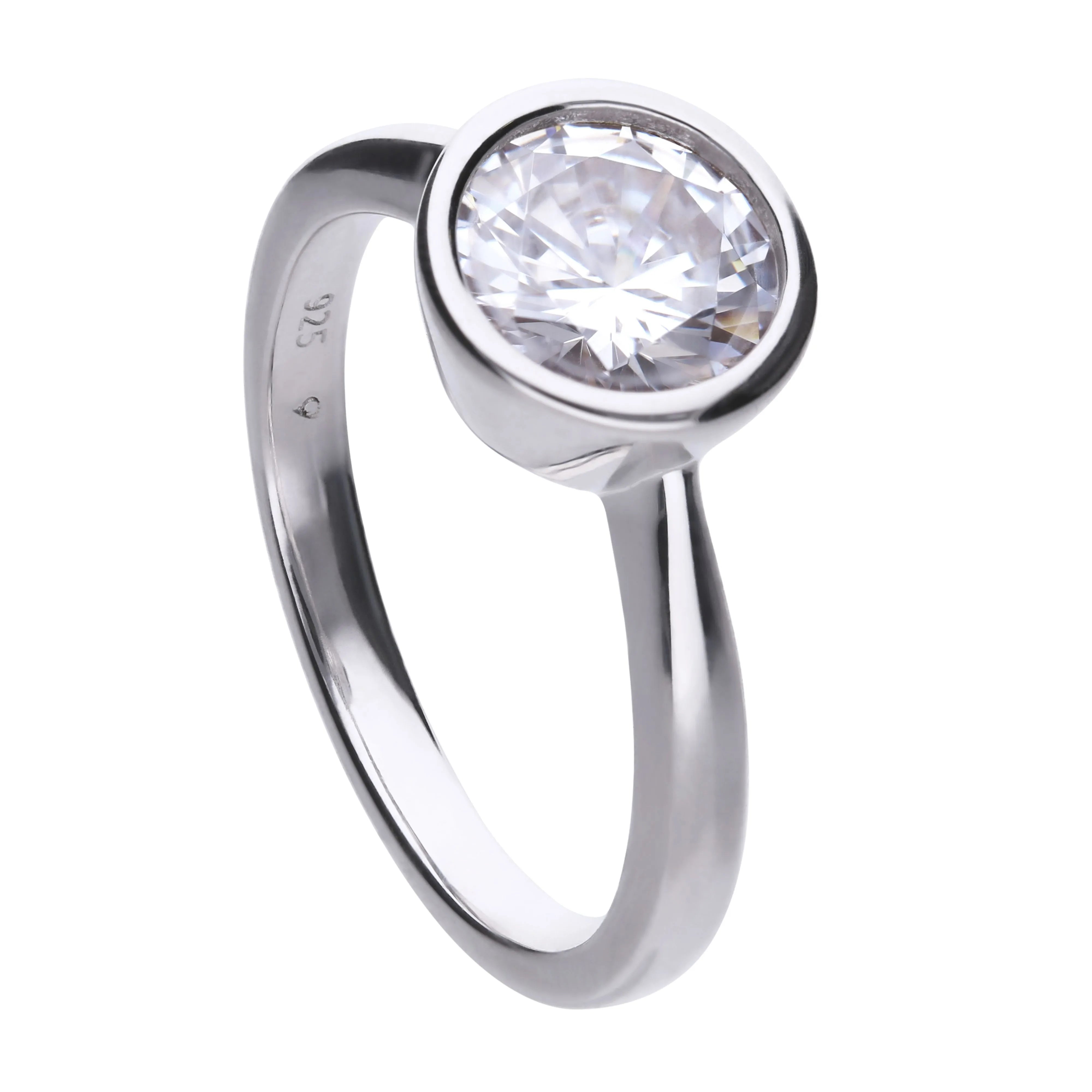 Verlobungsring Silber 925 mit 8mm Zirkonia rund