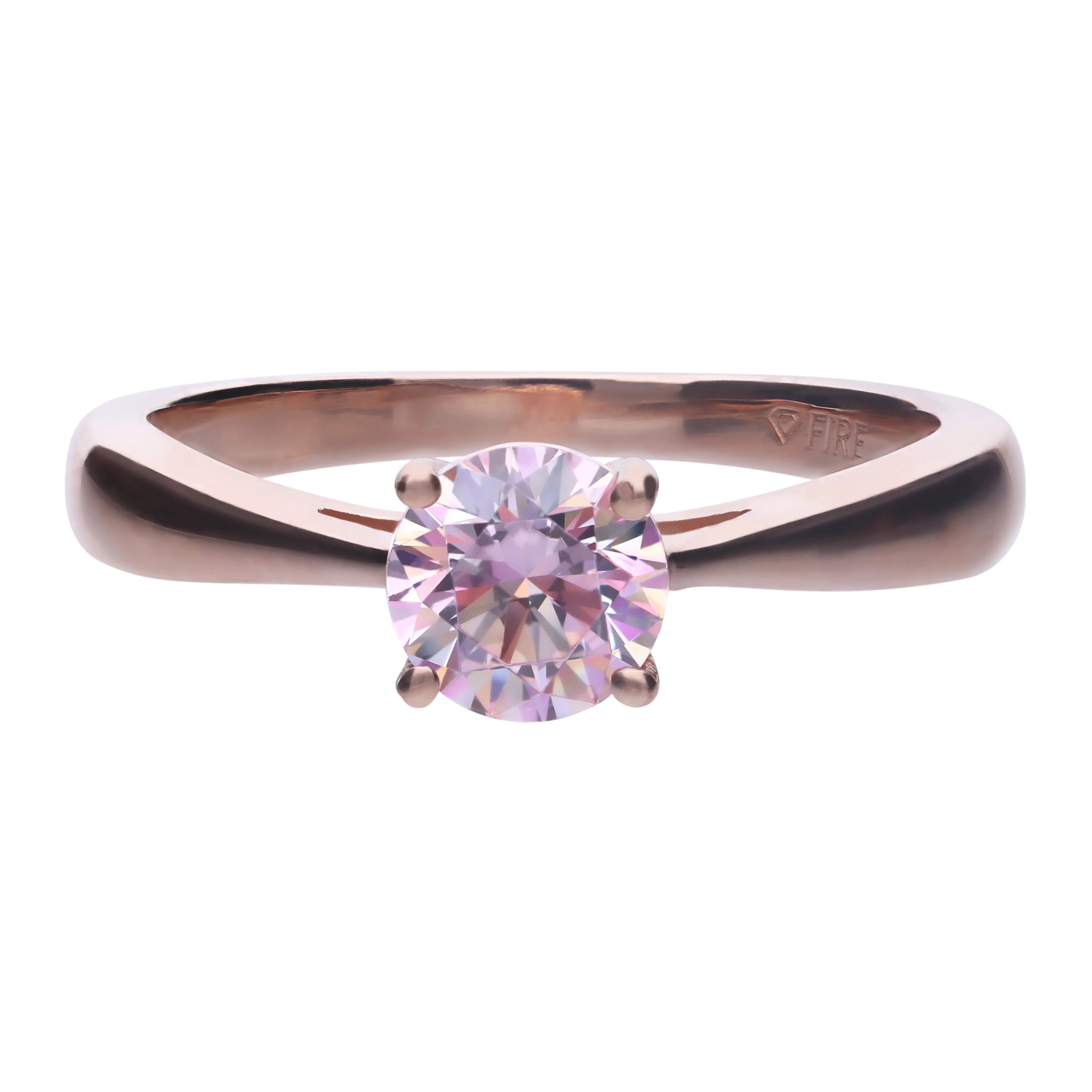 Verlobungsring roségold mit morganite Zirkonia und Krappen-Fassung