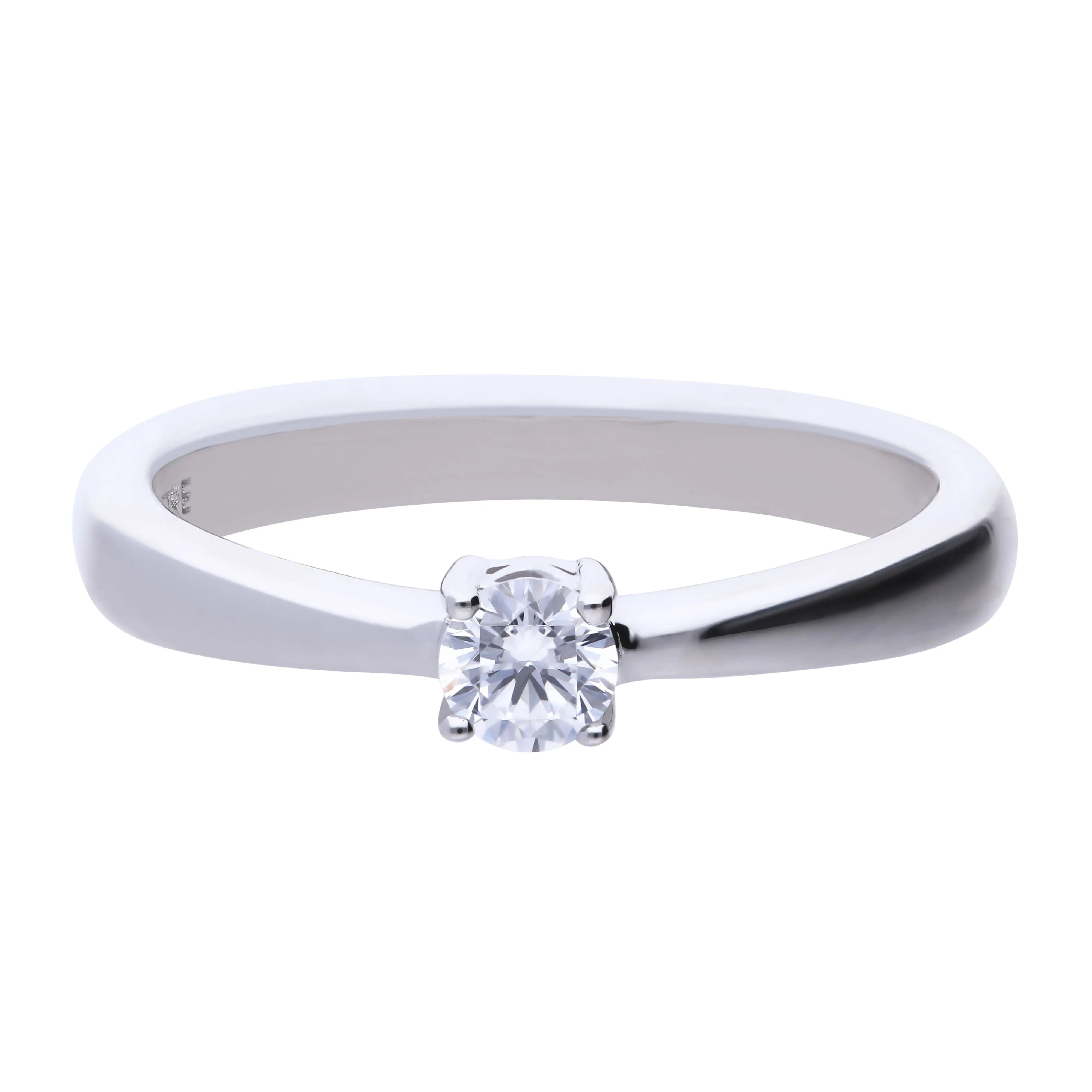 Verlobungsring Silber 925 mit 4mm Zirkonia Krappenfassung