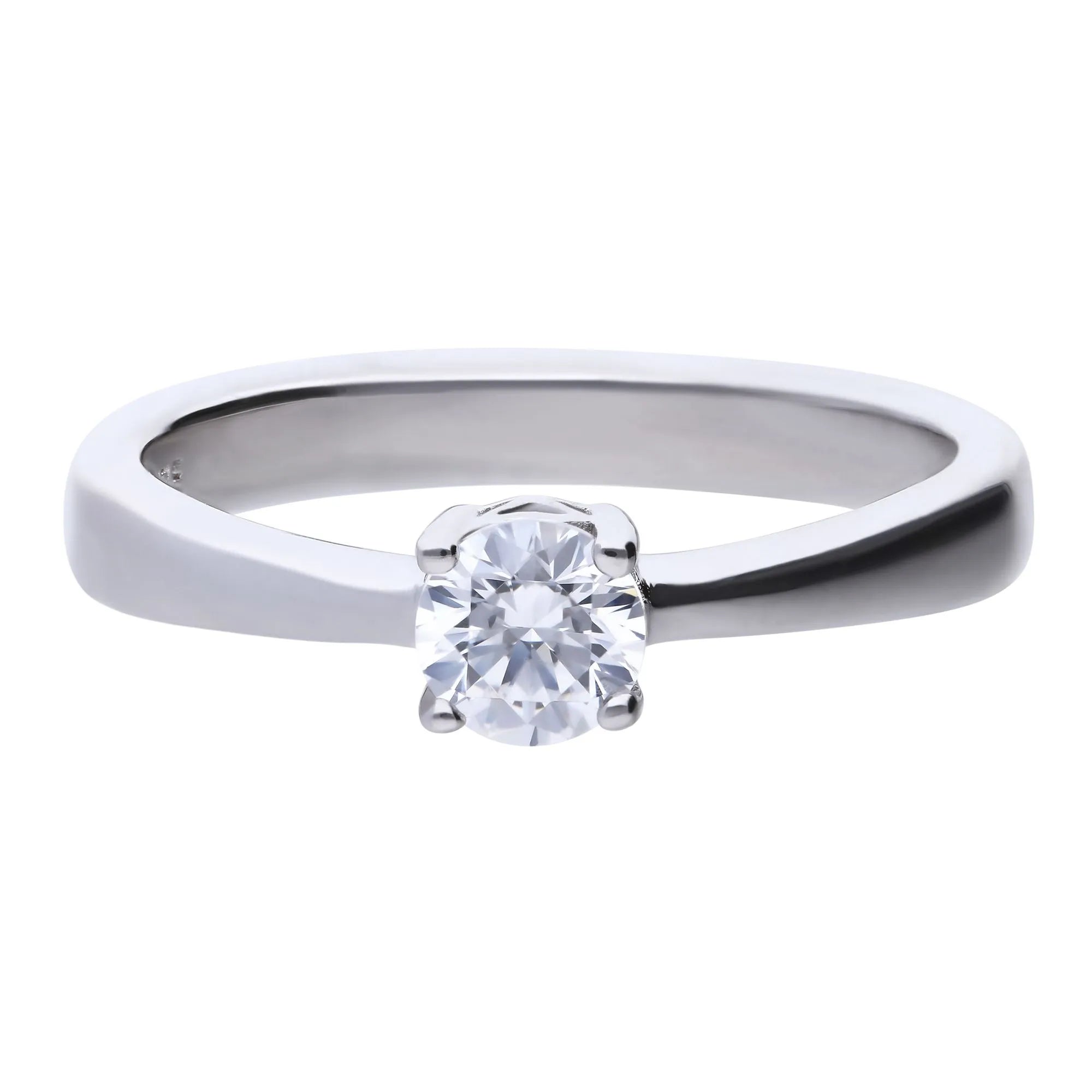 Verlobungsring Silber 925 mit 5mm Zirkonia Krappenfassung