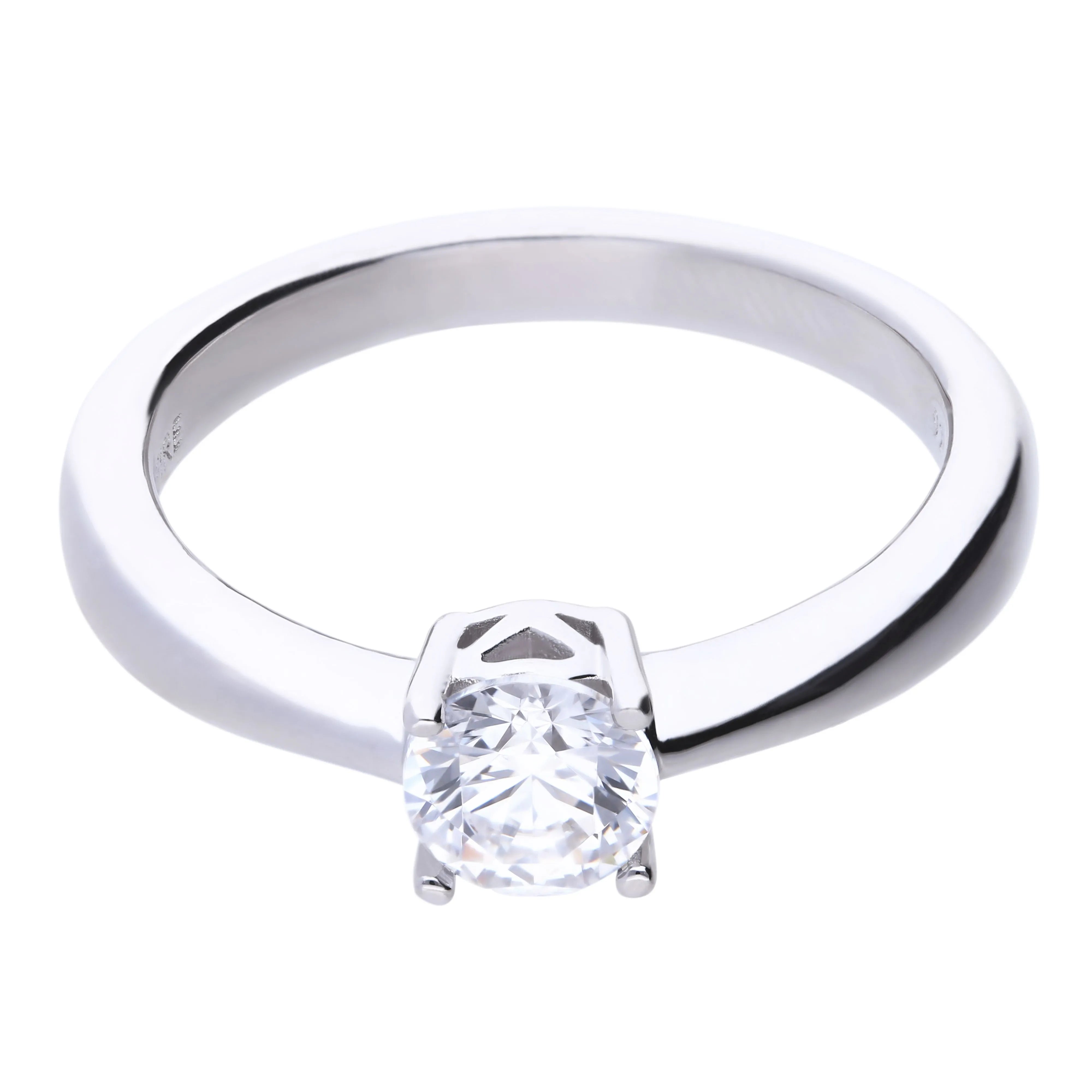Verlobungsring Silber 925 mit 5,65mm Zirkonia Krappenfassung