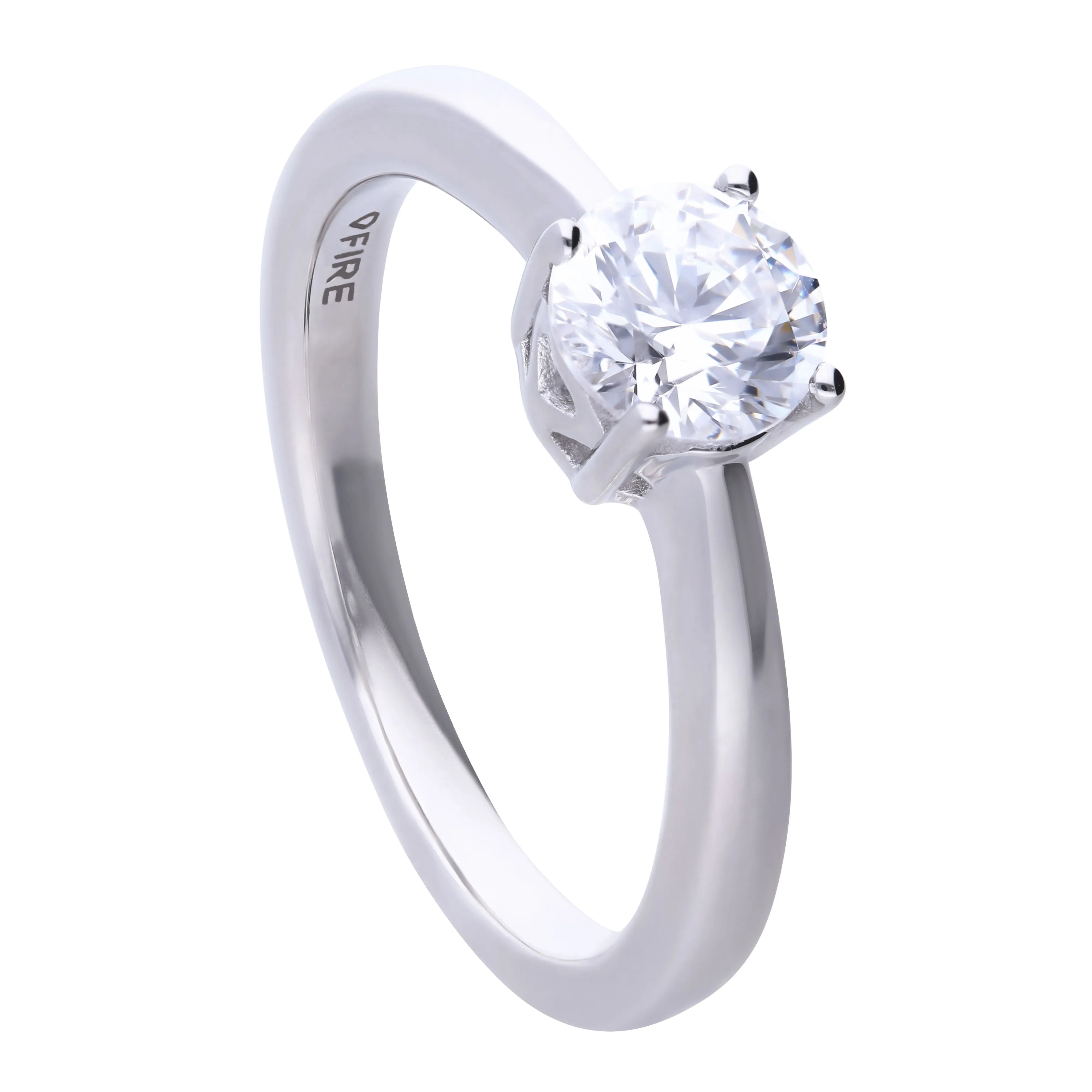 Verlobungsring Silber 925 mit 6mm Zirkonia Krappenfassung