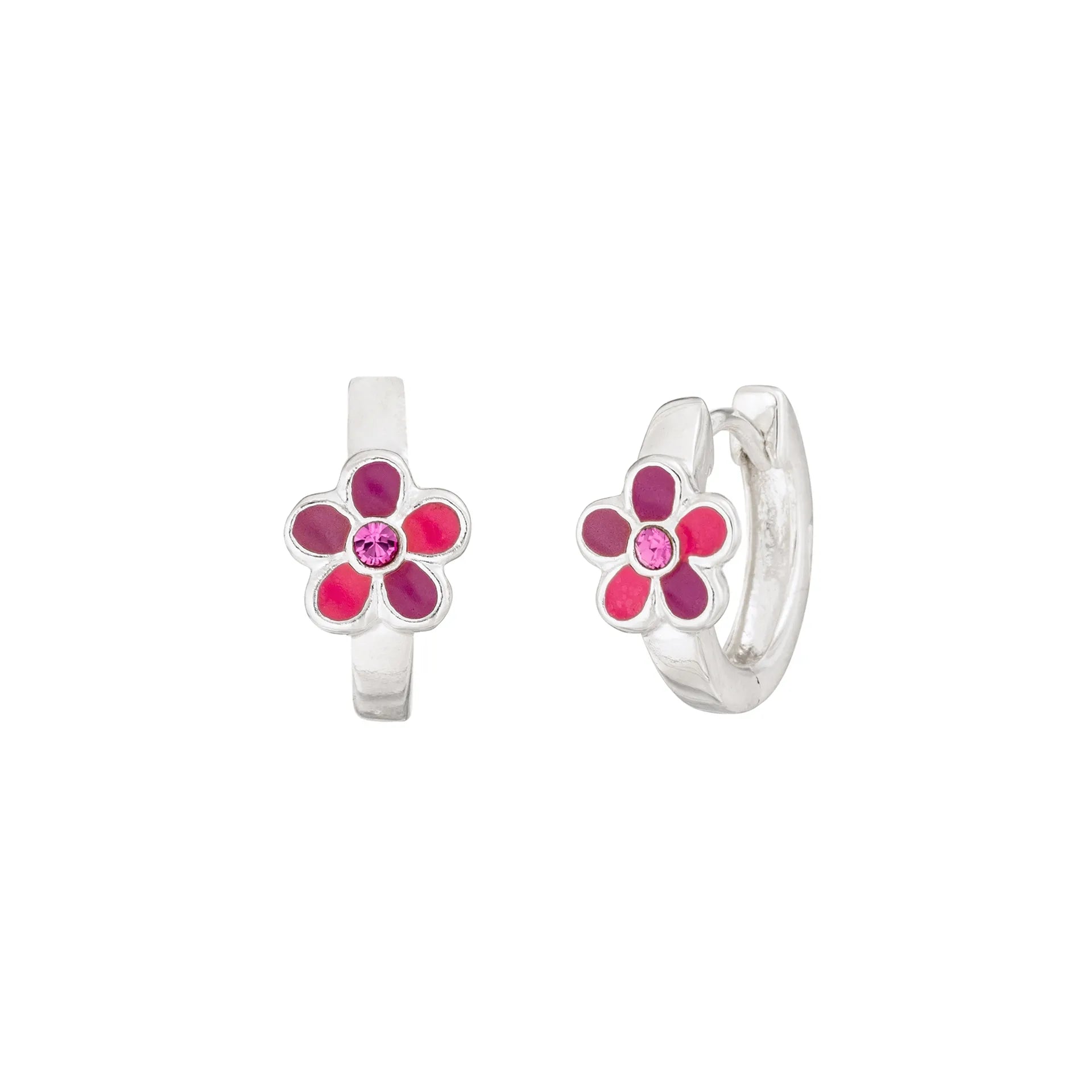 Creole Blume pink mit Stein aus Silber 925