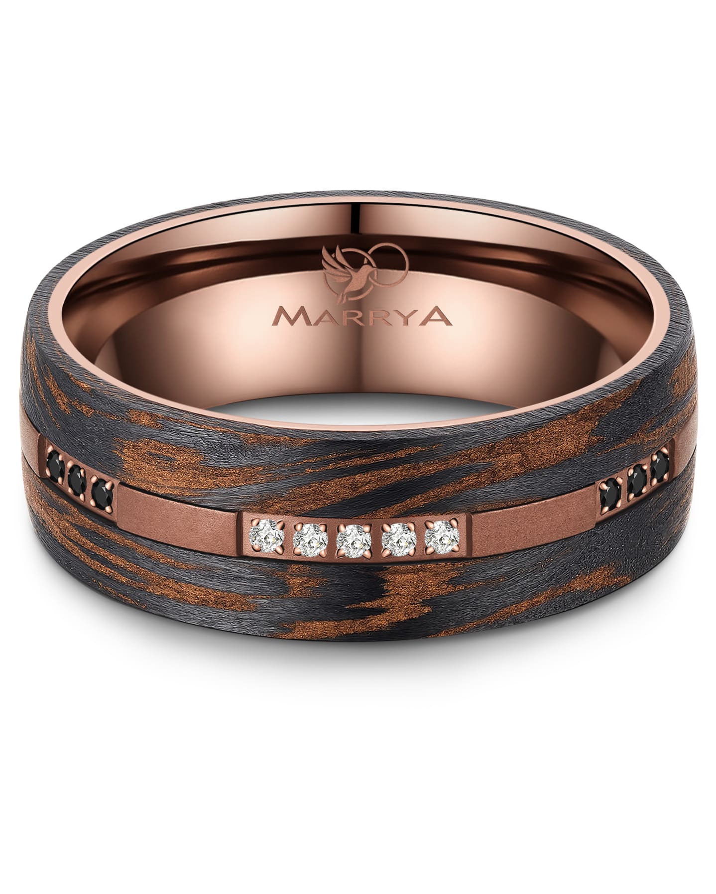Partnerringe aus Edelstahl mit Carbon-Bronze-Partikel