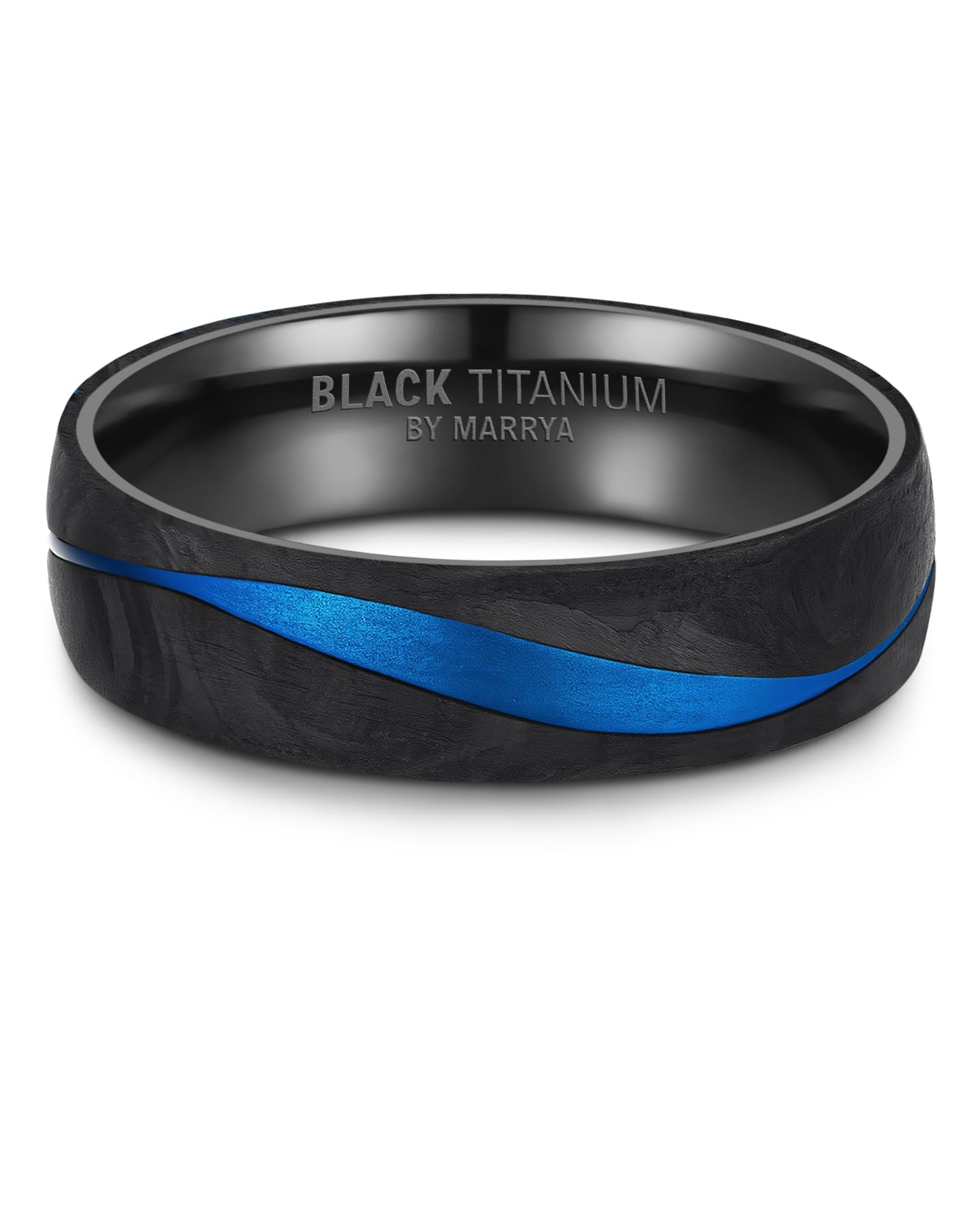 Partnerringe Black Titanium mit blauem Harzguss mit neun dunkelblauen Zirkonias