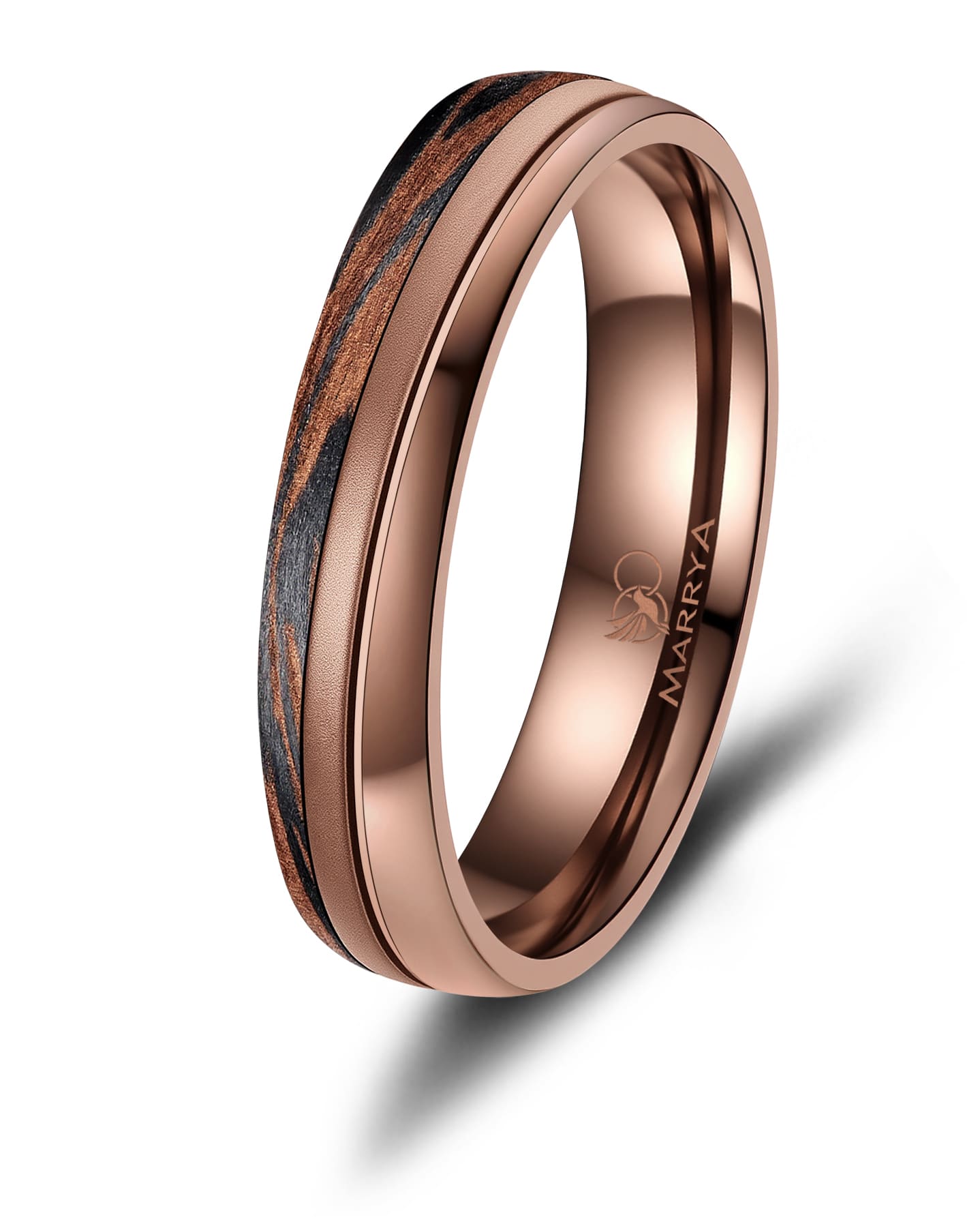 Partnerringe aus Edelstahl mit Carbon-Bronze-Partikel