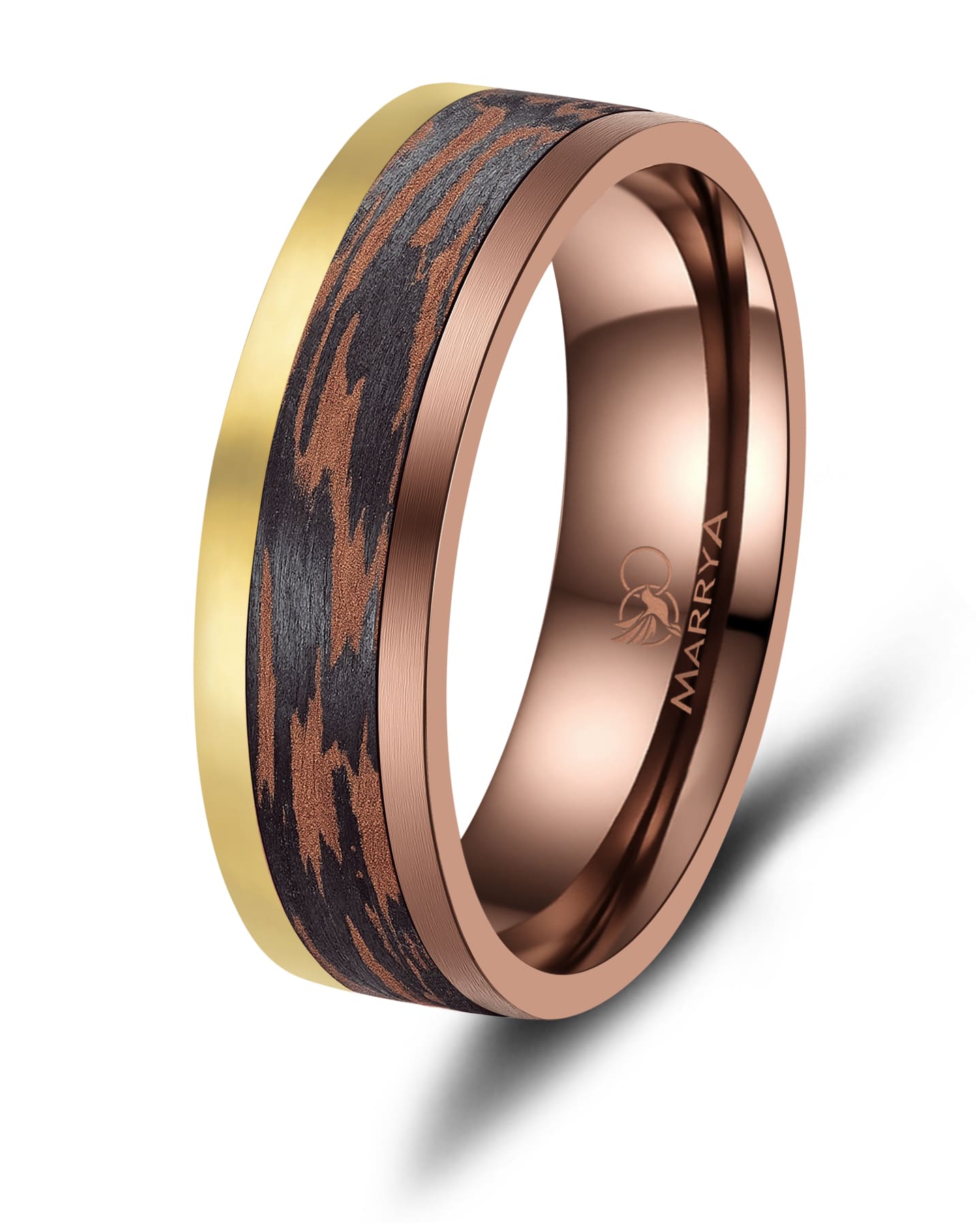 Partnerringe aus Edelstahl mit Carbon-Bronze-Partikel