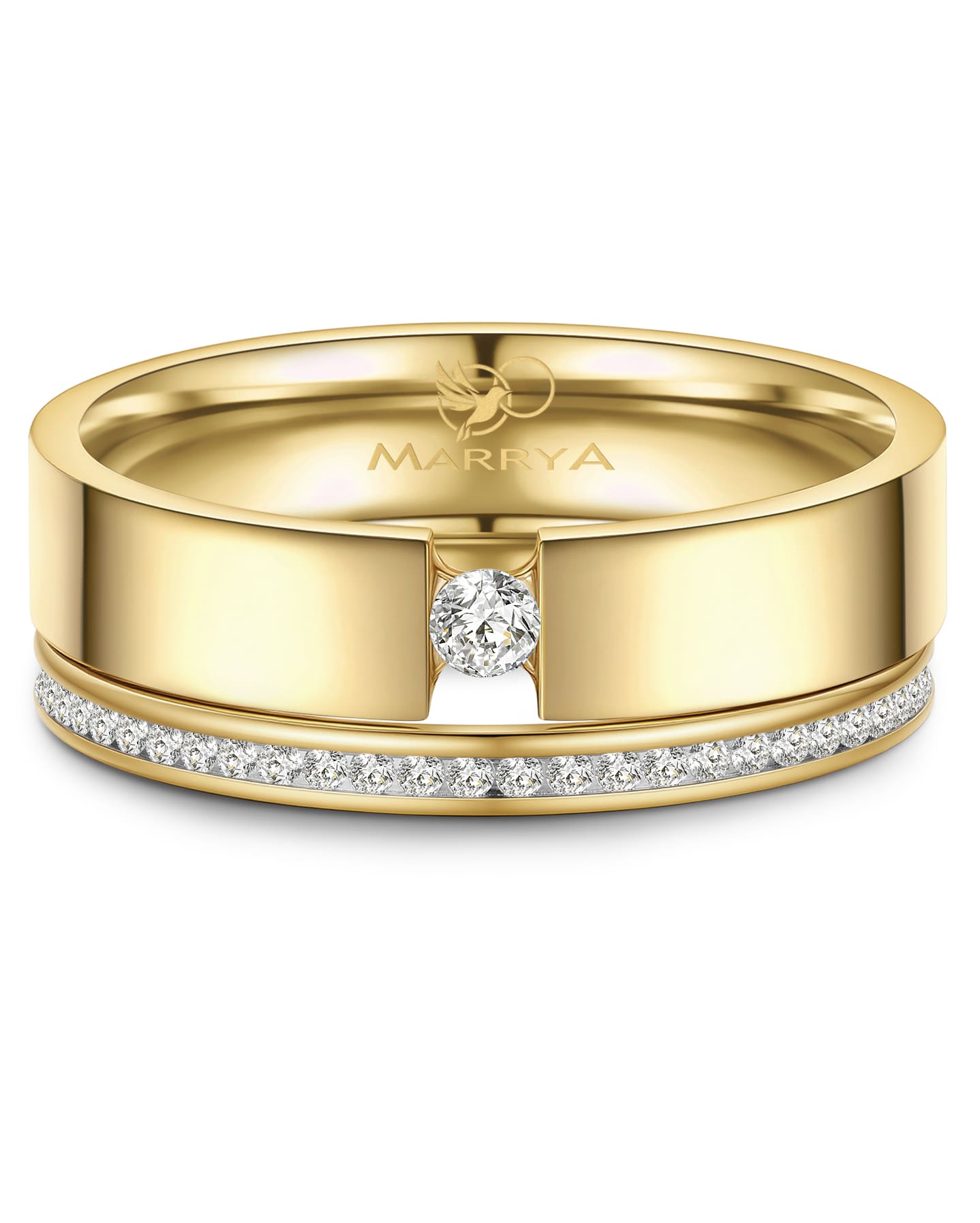 Partnerringe Edelstahl mit Gelbgold