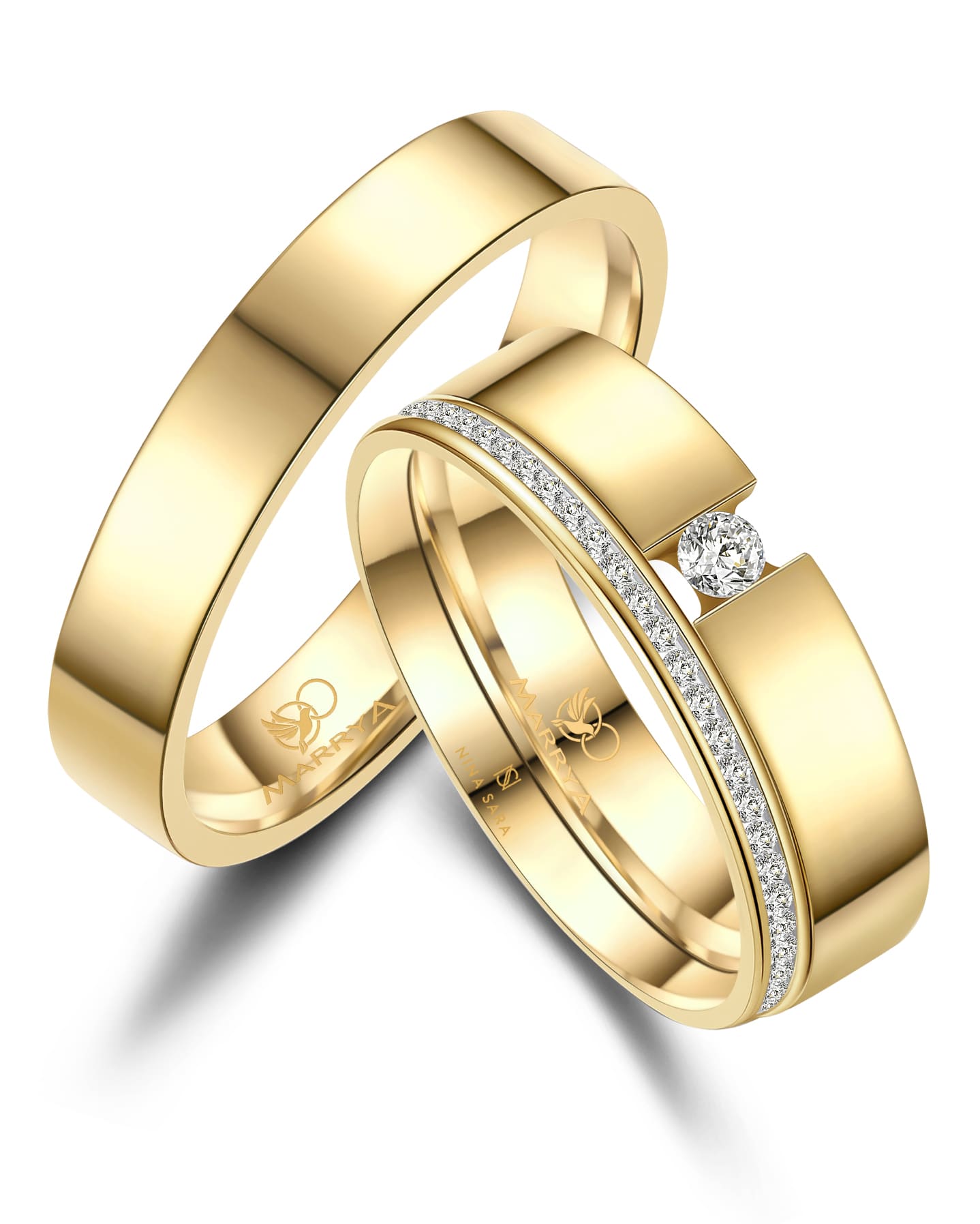 Partnerringe Edelstahl mit Gelbgold