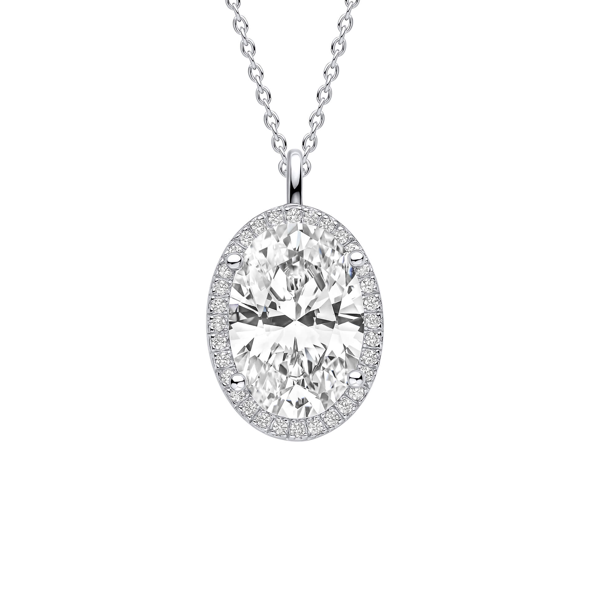 Ovaler Halo-Anhänger aus Silber 925