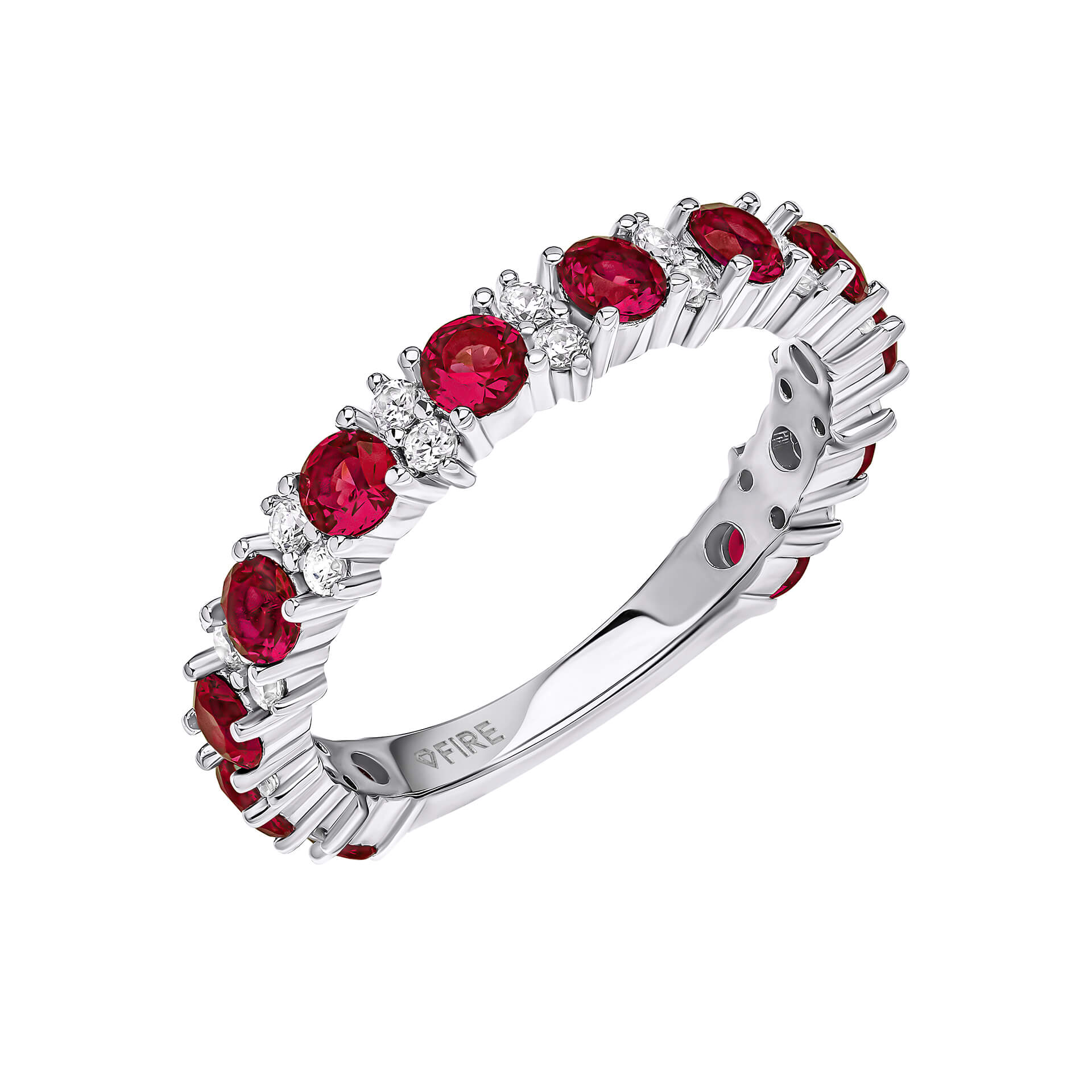 Ring Silber mit rotem und weißen Zirkonia