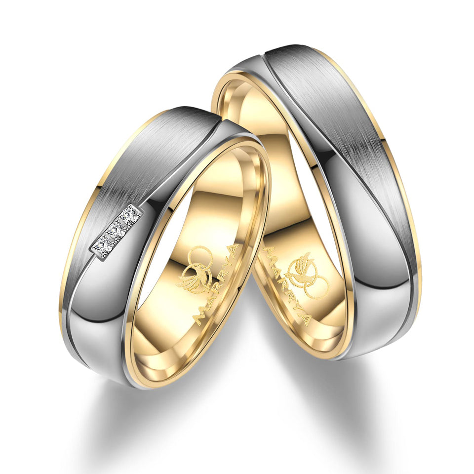Partnerringe Titan mit Gelbgold