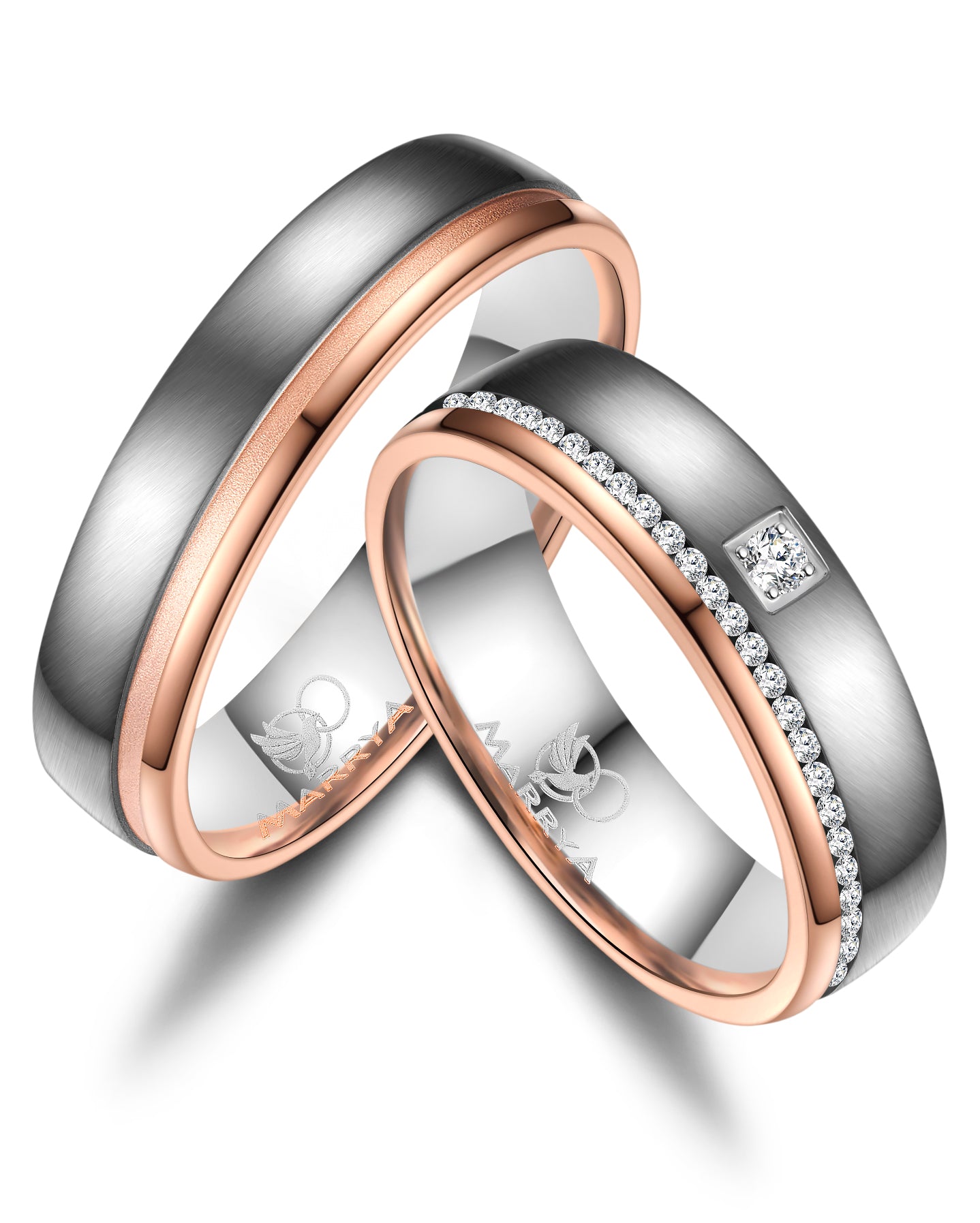 Partnerringe Titan mit 585er Roségold