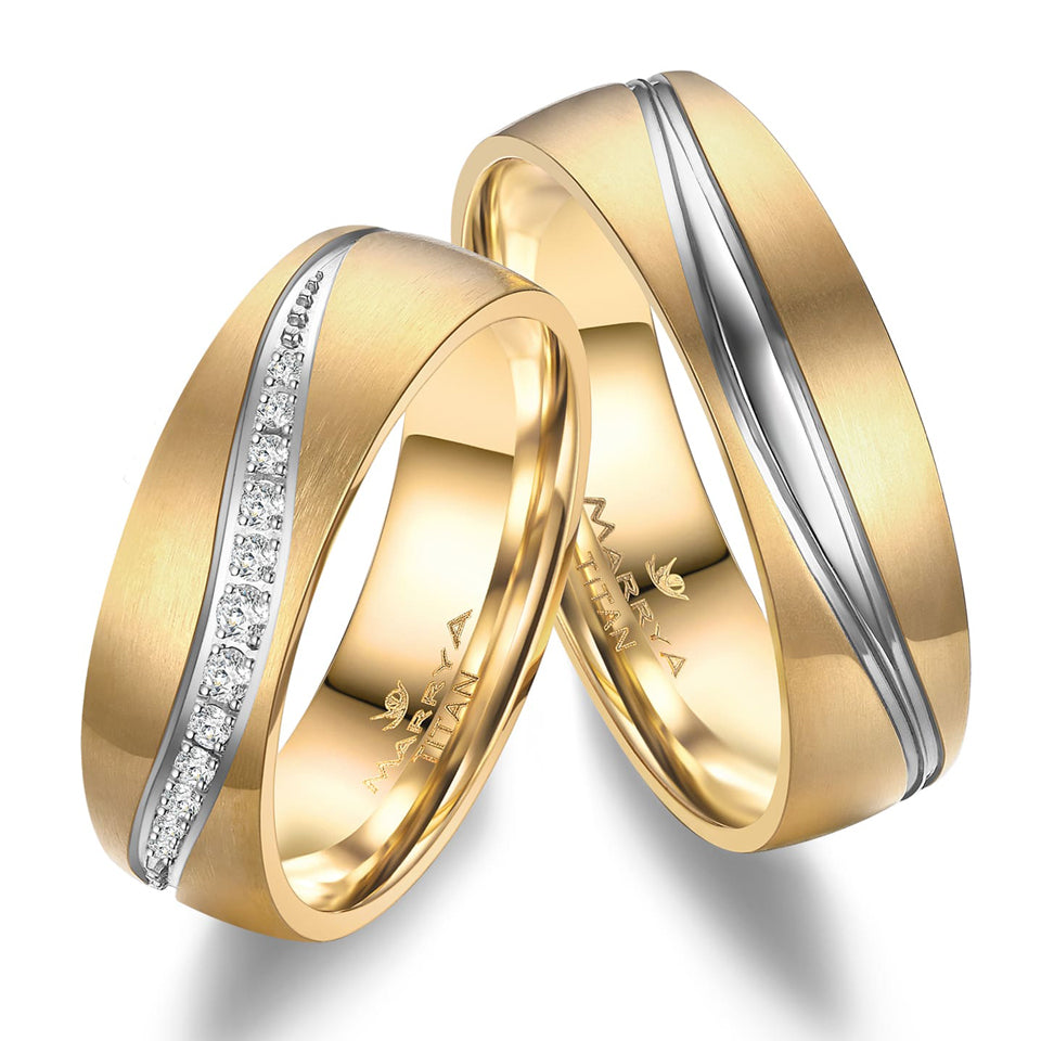 Partnerringe Titan mit Gelbgold