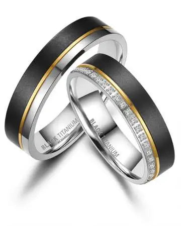 Partnerringe Black Titanium mit Silber