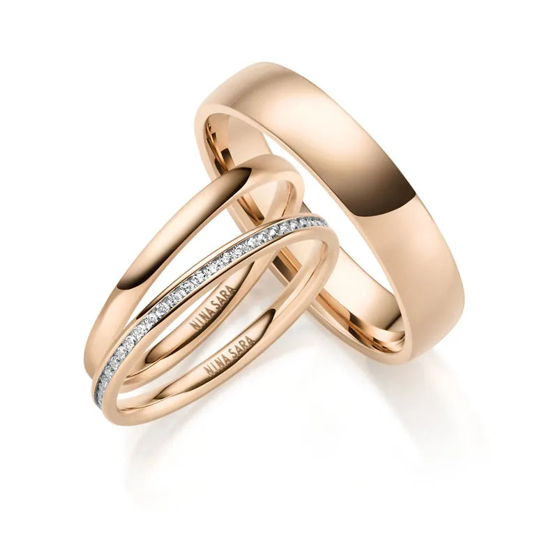 Edelstahlring mit zwei Beisteckringe Roségold