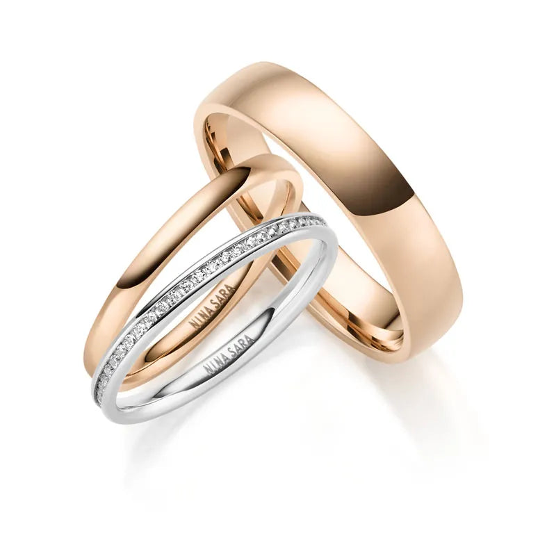 Edelstahlring mit zwei Beisteckringe Roségold