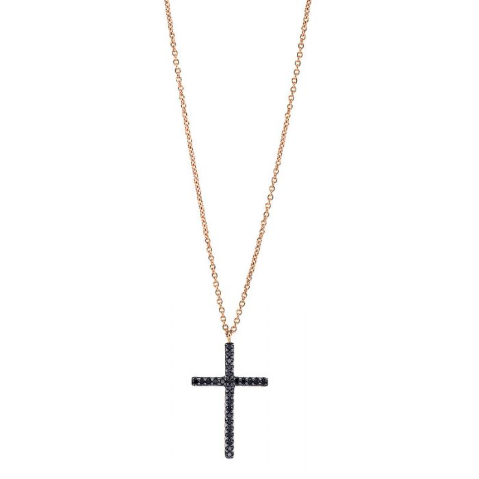 Collier 18 kt RG "Kreuz", mit ZÖ 40 cm