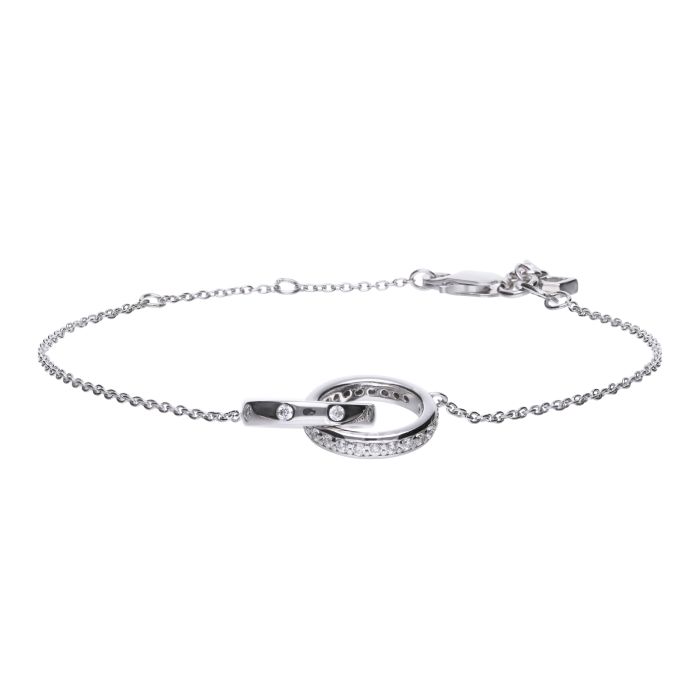 Filigranes Armband Silber mit weißem Zirkonia und ineinandergreifenden Ringen