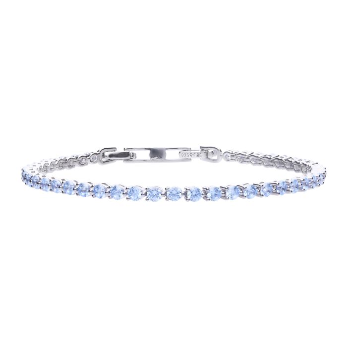 Tennis-Armband Silber mit hellblauen Zirkonia