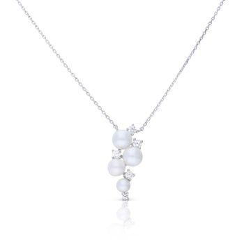 Tropfenförmiges Perl-Collier silber mit weißen Diamonfire-Zirkonia